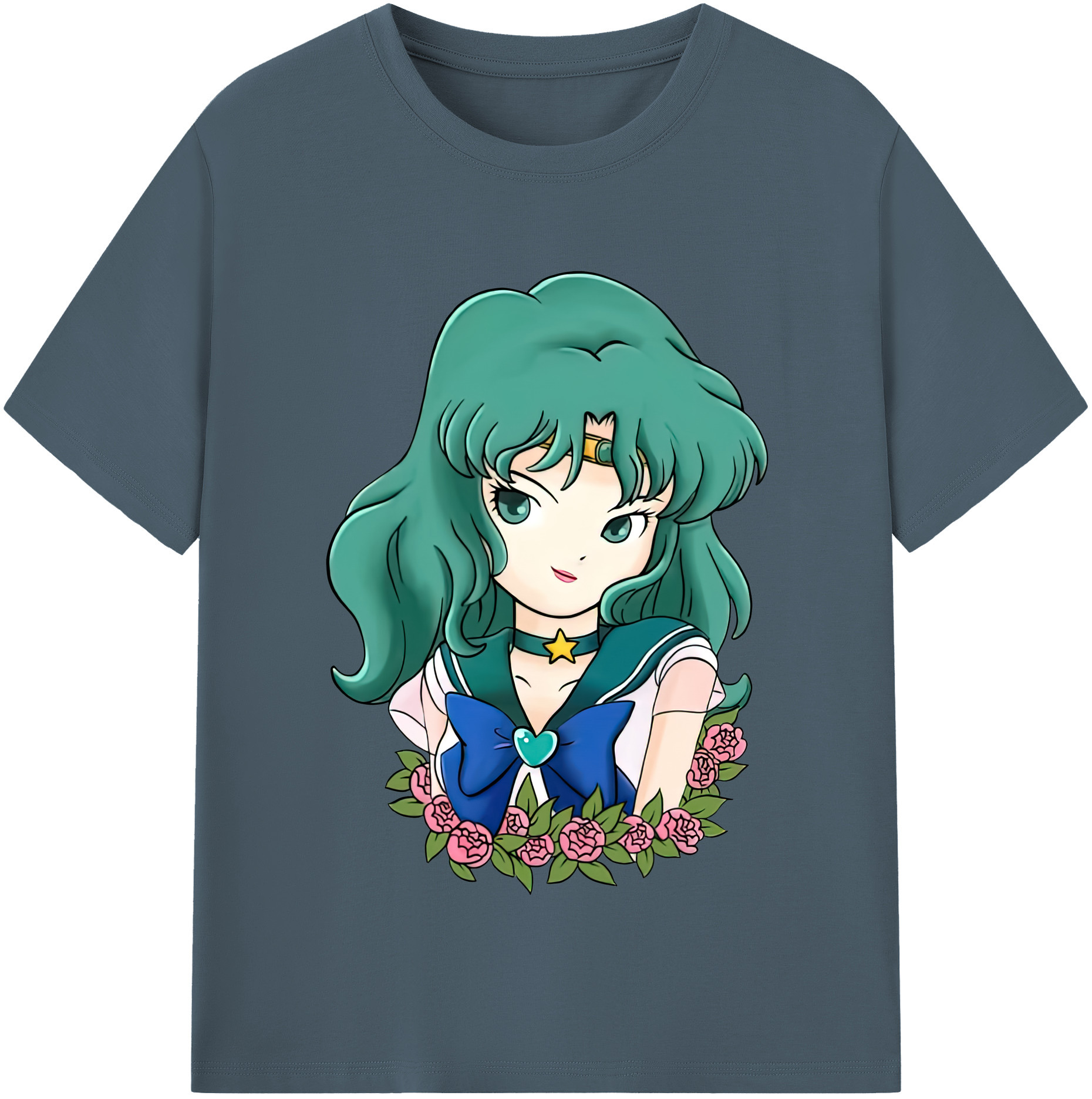 （画像用） 美少女戦士セーラームーン 海王 みちる（かいおう みちる） Sailor Moon Kaiou Michiru 綿100％半袖Tシャツ（フロントプリント）
